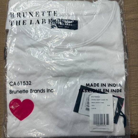 Brunette the Label Double Heart Tee in Hot Pink - Picture 3 of 4